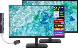 Acer - Vero V7 V277 Gbmipx 27" FHD IPS Monitor, Anti-Glare, VESA Mount (100mm), VGA & DKZ Hub, (UM.HV7AA.G07) 2 Pack - Black