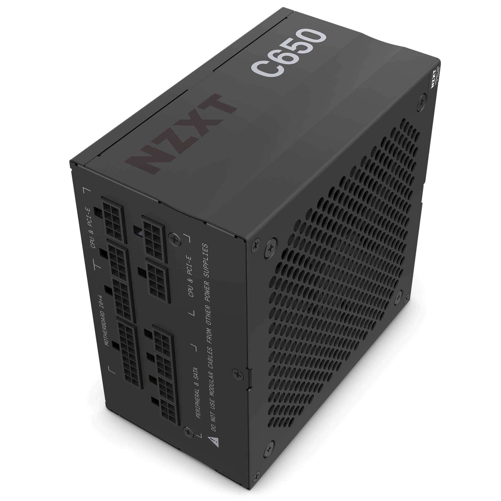 Front. NZXT - C-650 ATX Gaming Power Supply - Black.