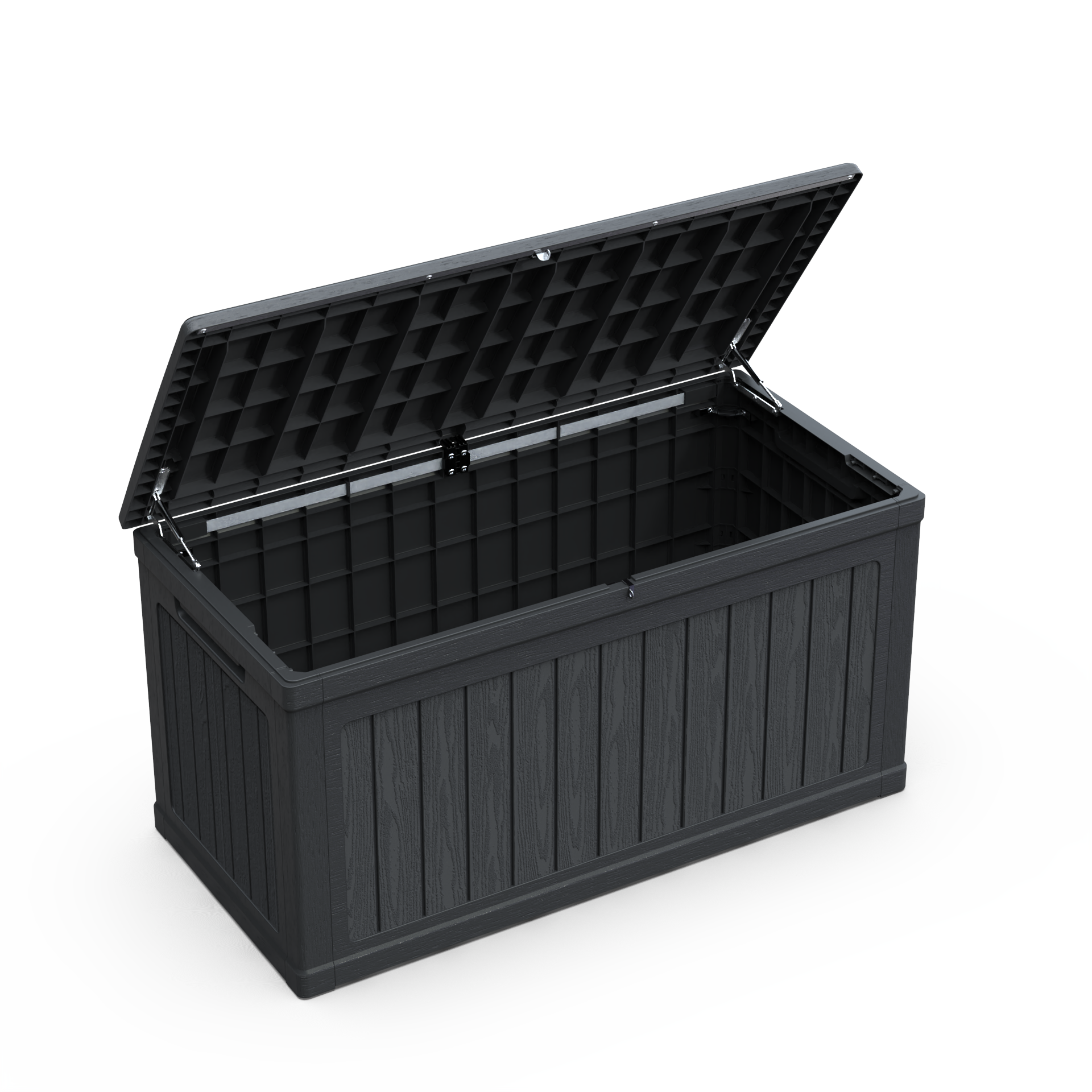 Left. HOMLUX - Large Outdoor Storage Deck Box for Patio Furniture and Sports/Pools Equipment Waterproof Resin Lockable Black - Black.