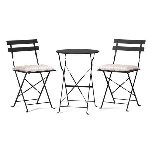 Front. Winado - 3 PCS Folding Bistro Table Chairs Dining Set with Seat Cushions for In/Outdoor - Black.