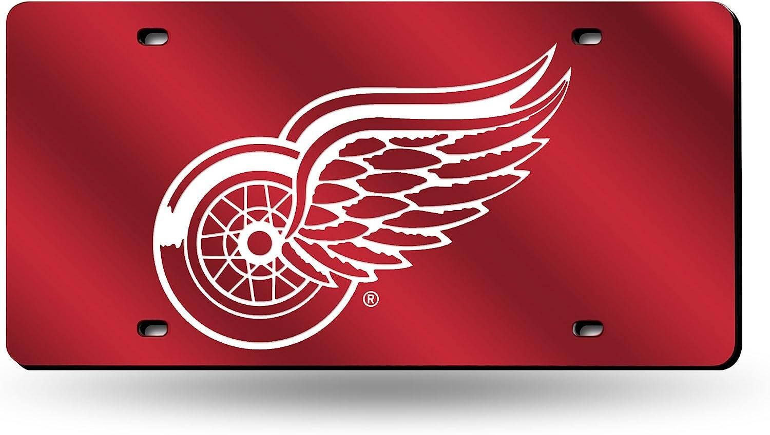 Detroit Red Wings Red Mirror Look Acrylic License Plate Laser Tag