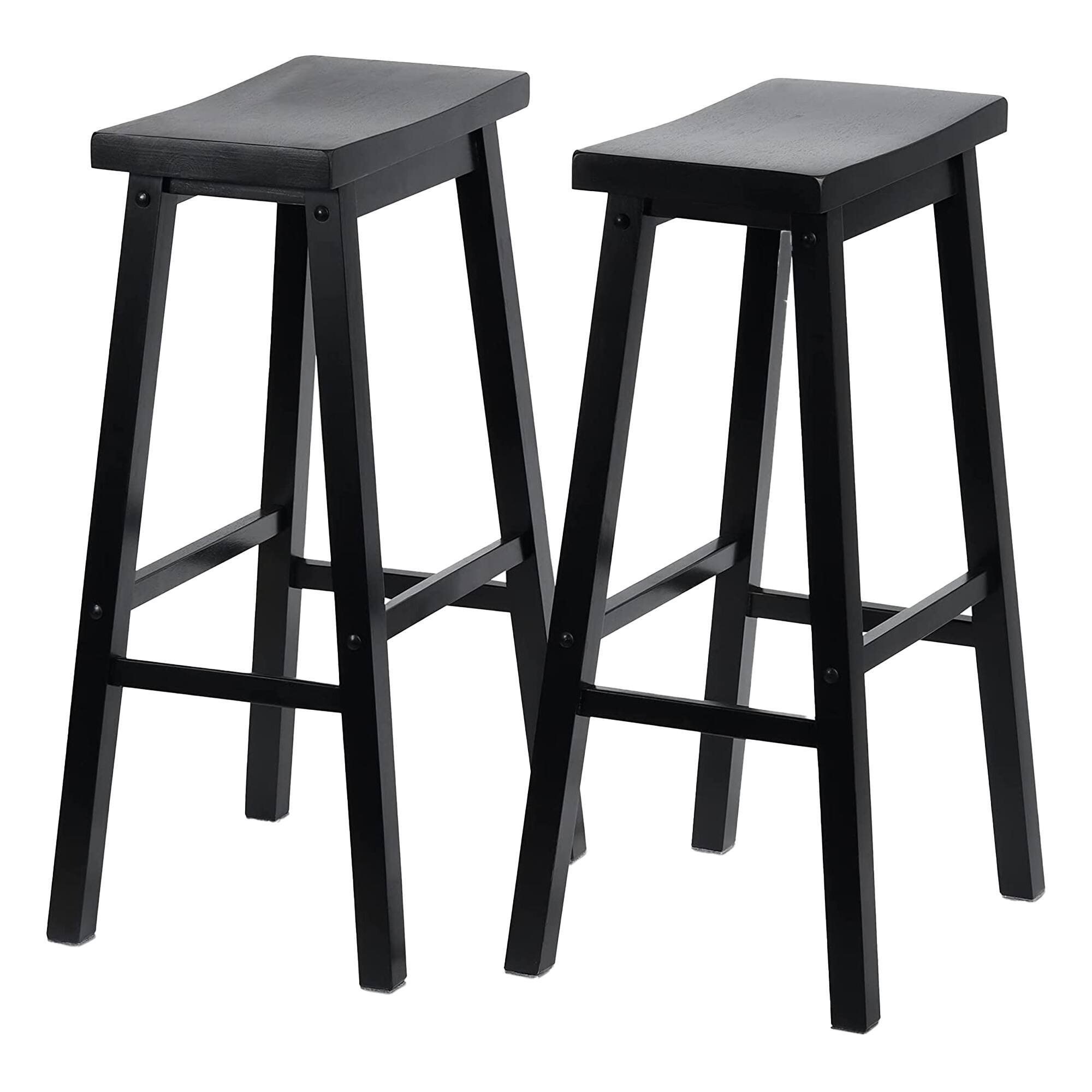Alt View 1. PJ Wood - PJ Wood Classic Saddle Seat 29 Inch Tall Kitchen Counter Stools, Black (4 Pack) - Black.