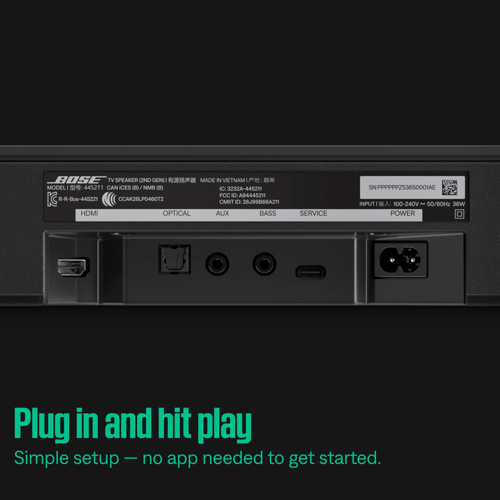 Bose TV Speaker (2nd Gen) Compact Bluetooth Soundbar with HDMI ARC