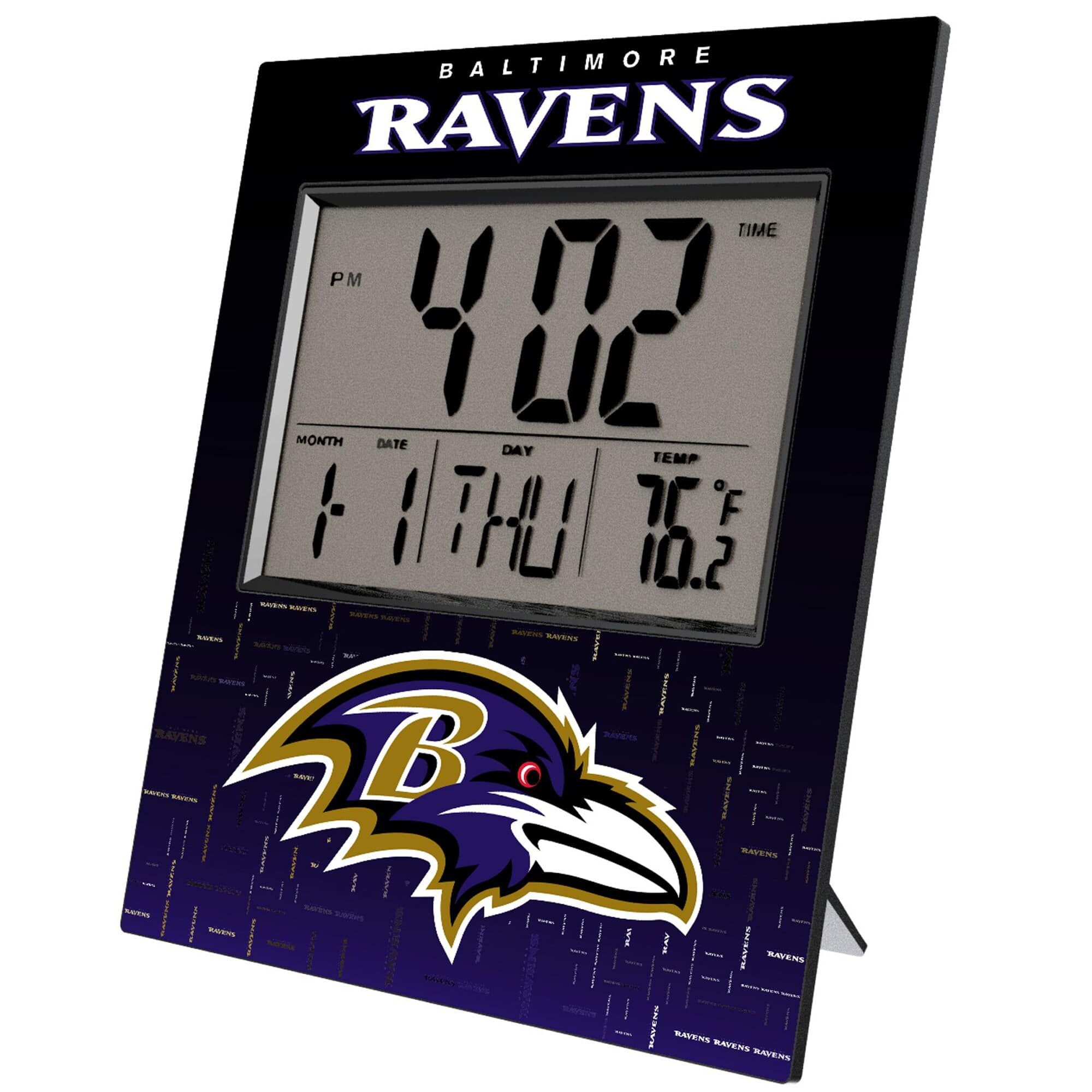 Keyscaper - Baltimore Ravens Quadtile Digital Desk Clock - Multicolor