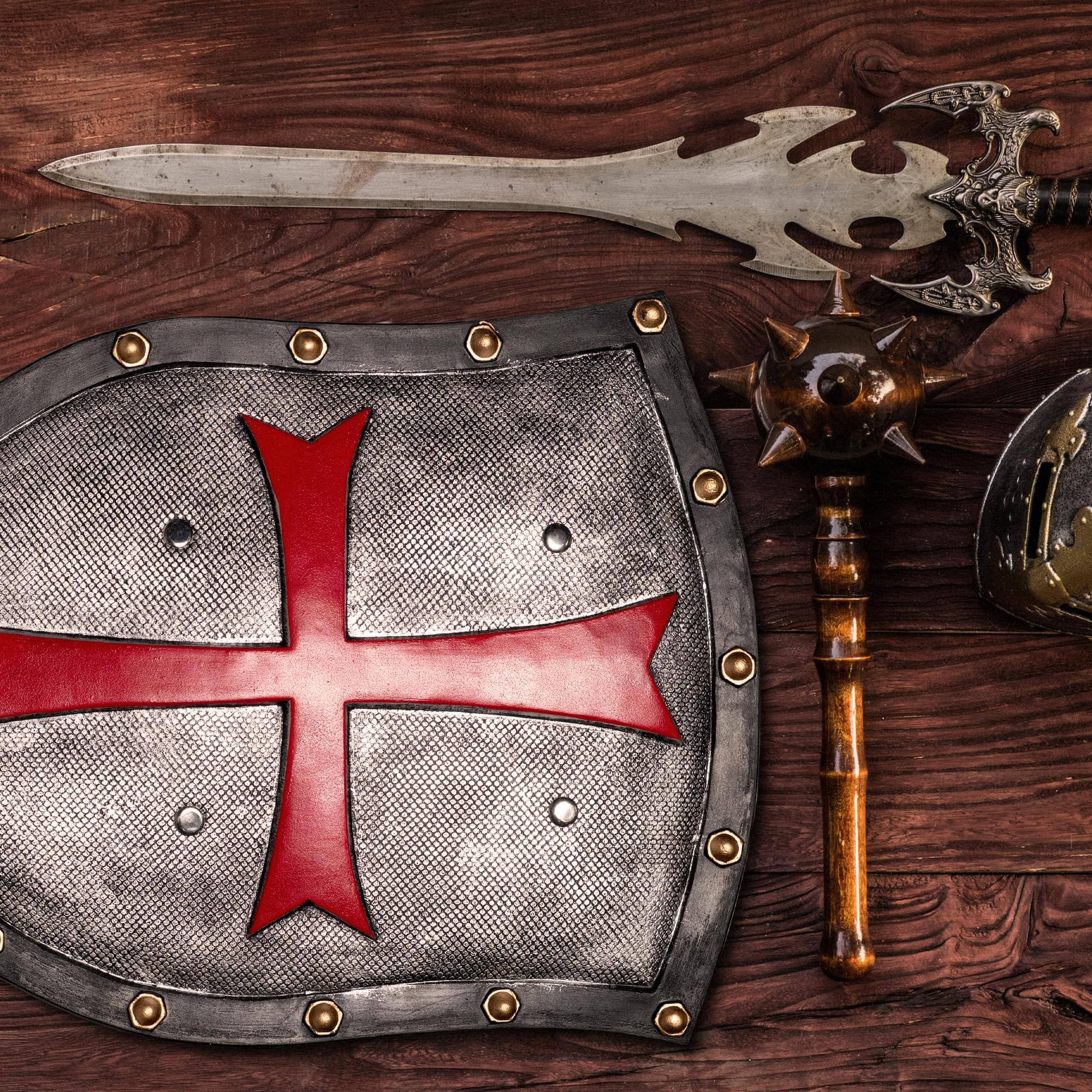 Alt View 10. Underwraps - Medieval Shield 20 Inch Foam Adult Costume Accessory - Red.