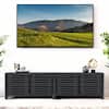 Front. Ihomeadore - 76-inch Modern Black TV Stand Media Storage Cabinet with Two Shelves and Gate Door for TVs up to 70'' - Black.