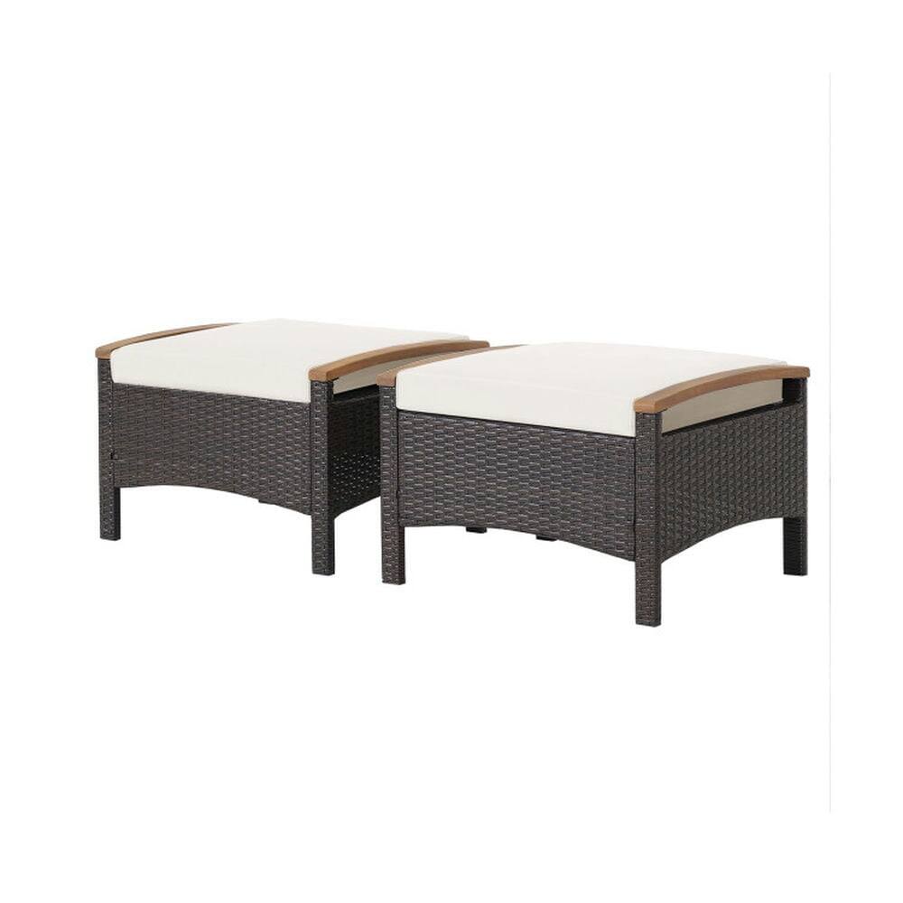Alt View 2. Pefilos - Se of 2 Fade-Resisan Wicker Paio Ooman, Oudoor Muli-Purpose Oomans wih Removable Cushions, Sun-Proecive PE Raan Oomans - White.