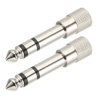 Front. Unique Bargains - 2pcs 3.5mm to 6.35mm Male to Female Stereo Audio Adapter Connector Jack - Silver.