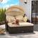 Alt View 1. Costway - Patio PE Rattan Daybed with Retractable Canopy Soft Cushions and Extra Pillows - Beige,Mix Brown.