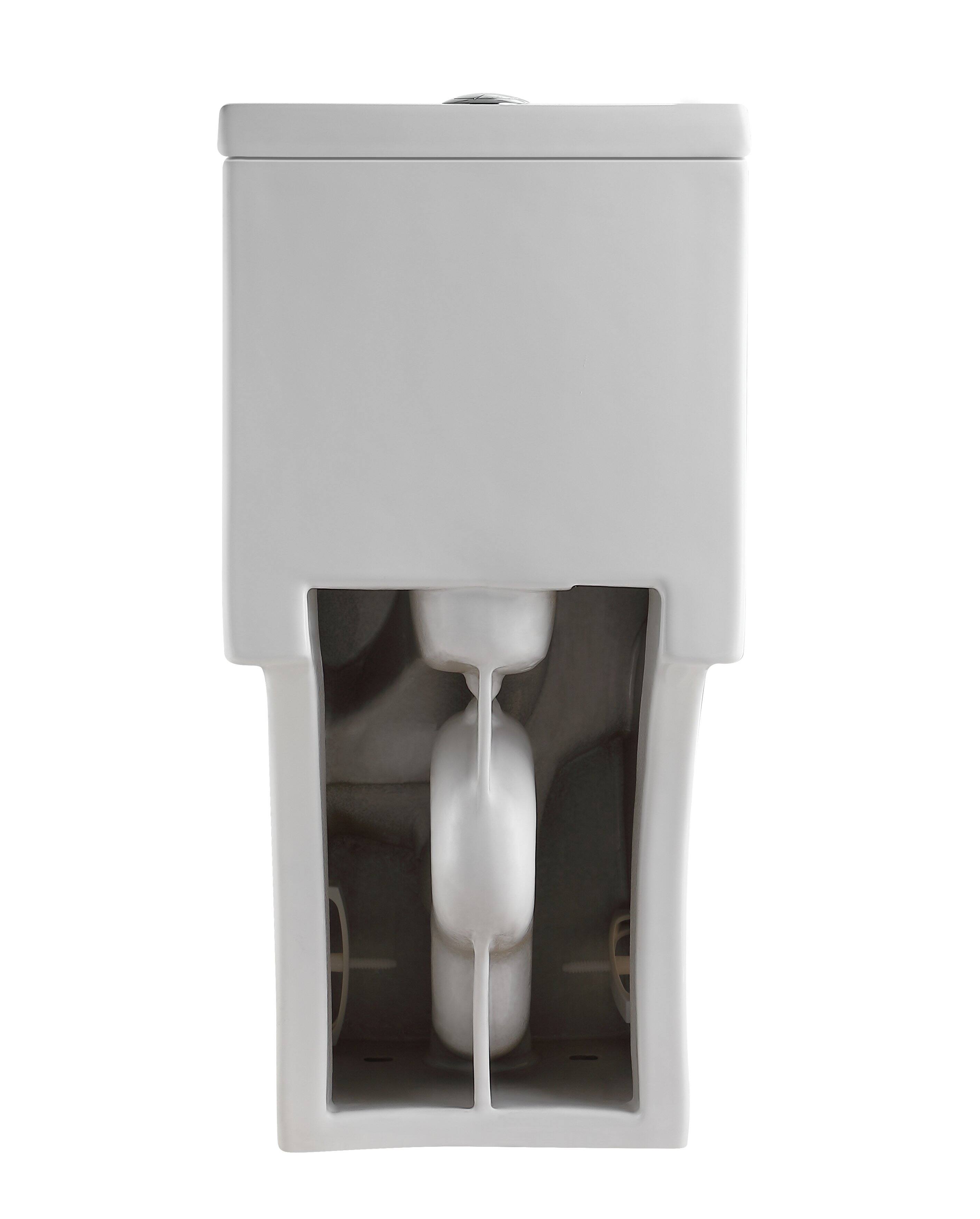 Alt View 1. TinyHomie - White Ceramic One Piece Toilet Elongated Bowl with Soft Close Seat and Quick Release Design 25I807G - White.