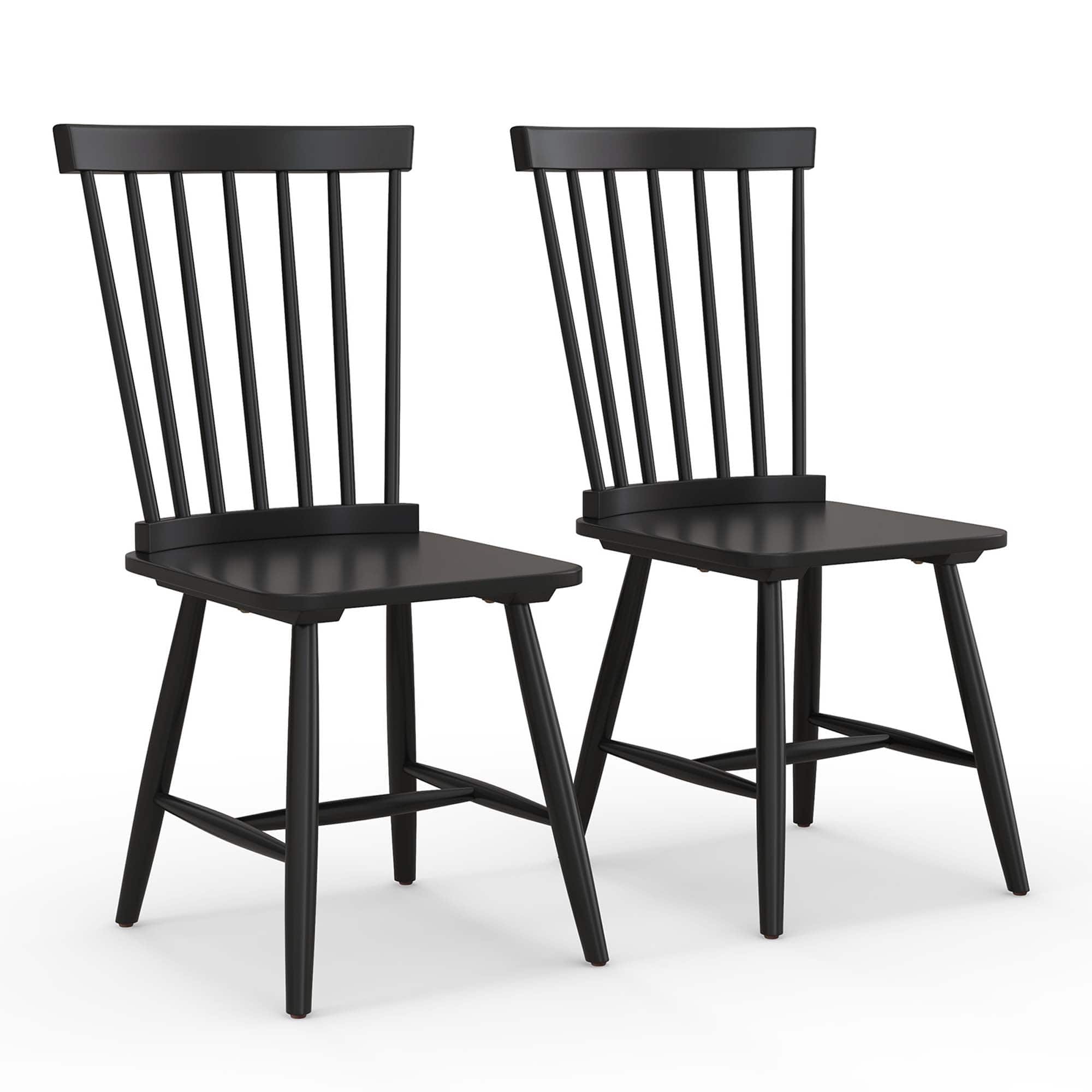 Costway - Windsor Dining Chairs Set of 2 Armless Spindle Back Solid Rubber Wood - Black price history on PriceWatchPro