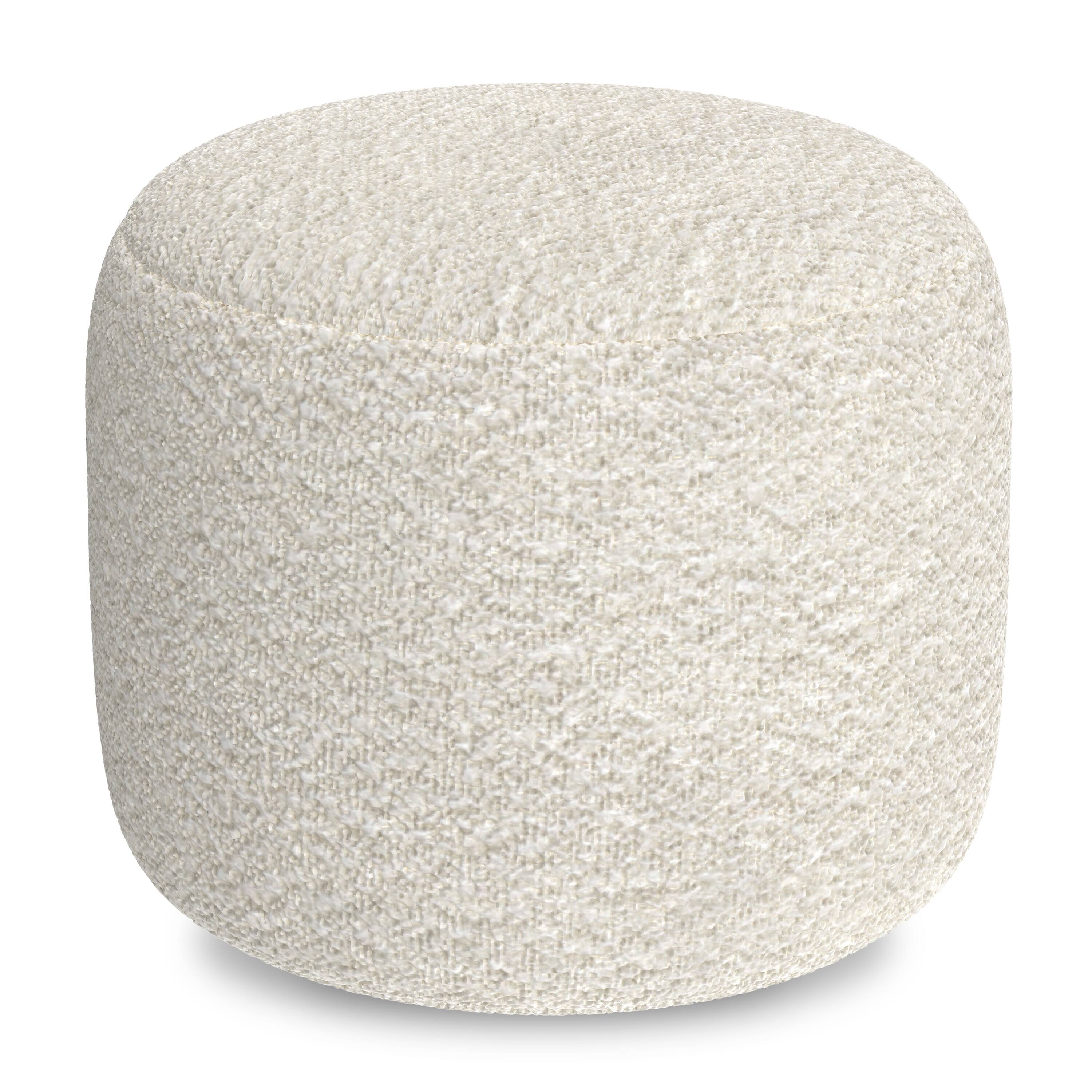 Angle. Simpli Home - Chantal Round Pouf - White.