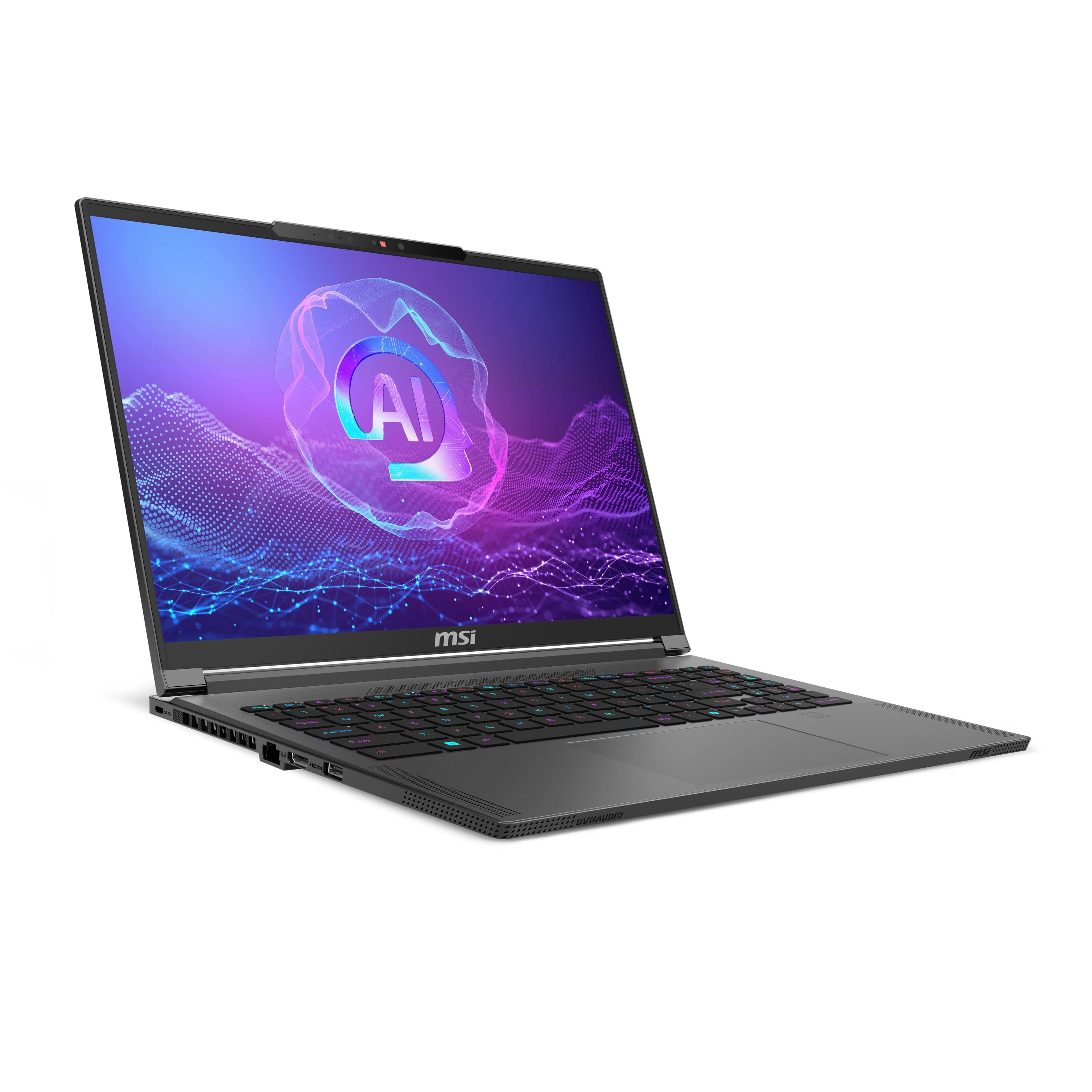 Angle. MSI - Creator A16 AI+ - Copilot+PC - 16" 240Hz Gaming Laptop QHD+ - AMD R7-350 with 32GB Memory - GeForce RTX 4060 - 1TBSSD - Lunar Gray.