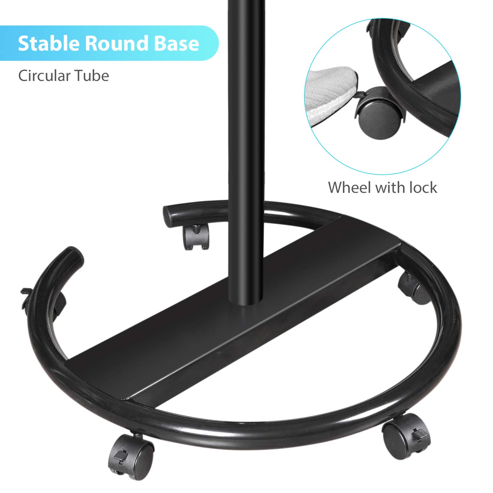 Stable Round Base  
Circular Tube  
Wheel with lock