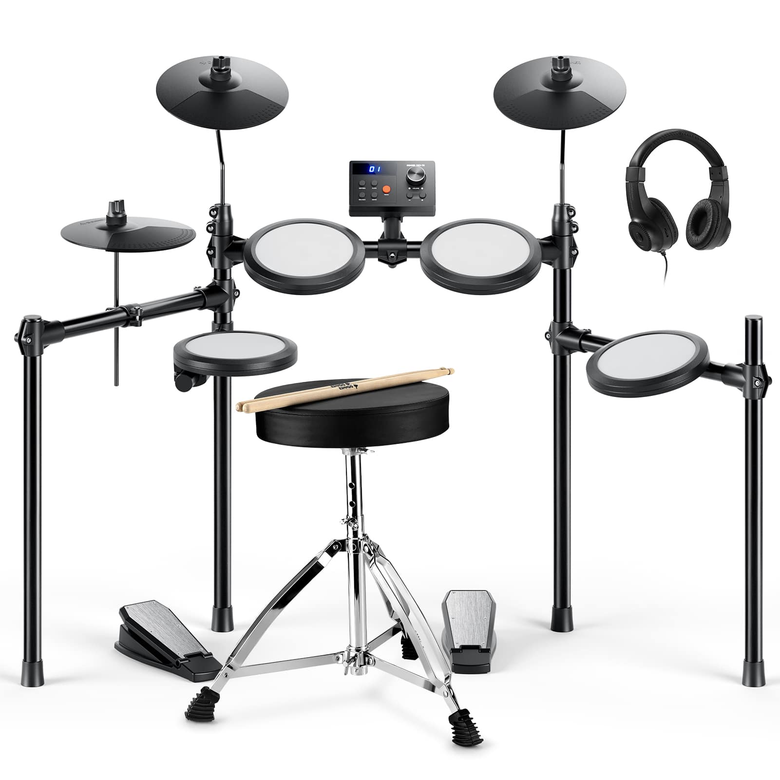 Front. Donner music - Donner DED-70 Electronic Drum Kit for Youth.