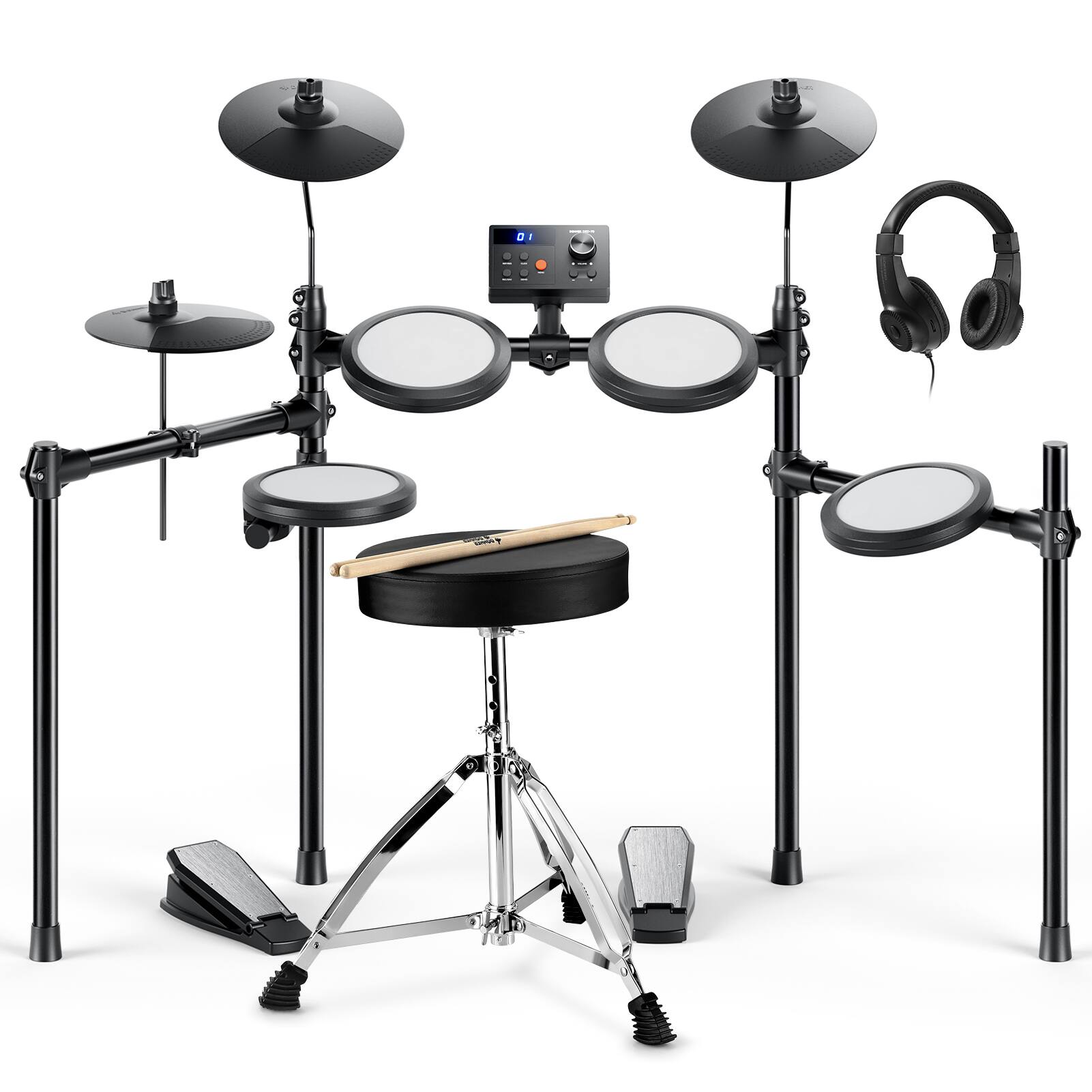Front. Donner music - Donner DED-70 Electronic Drum Kit for Youth.