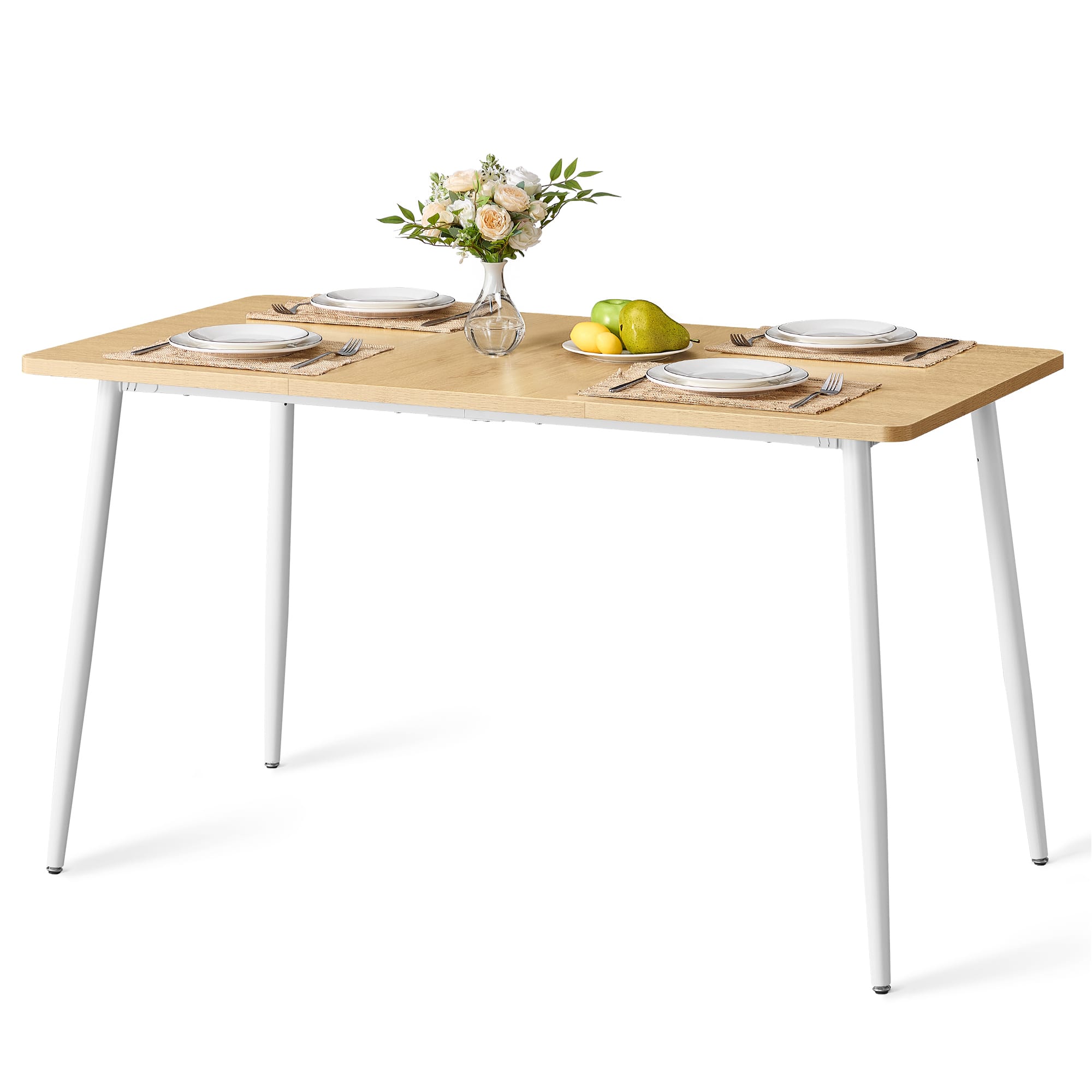 Songmics Home - Dining Table for 4-6 People, Modern Farmhouse Dining Room Table, Quick Assembly, Heat-Resistant Tabletop - Golden Oak and Cloud White