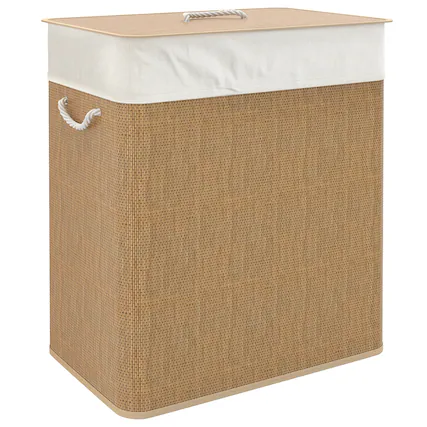 Front. Homcom - Laundry Basket with Lid - Brown.
