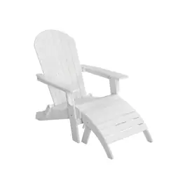 WestinTrends - Tuscany 2-Piece HIPS Outdoor Folding Adirondack Seashell Chair With Folding Ottoman - White