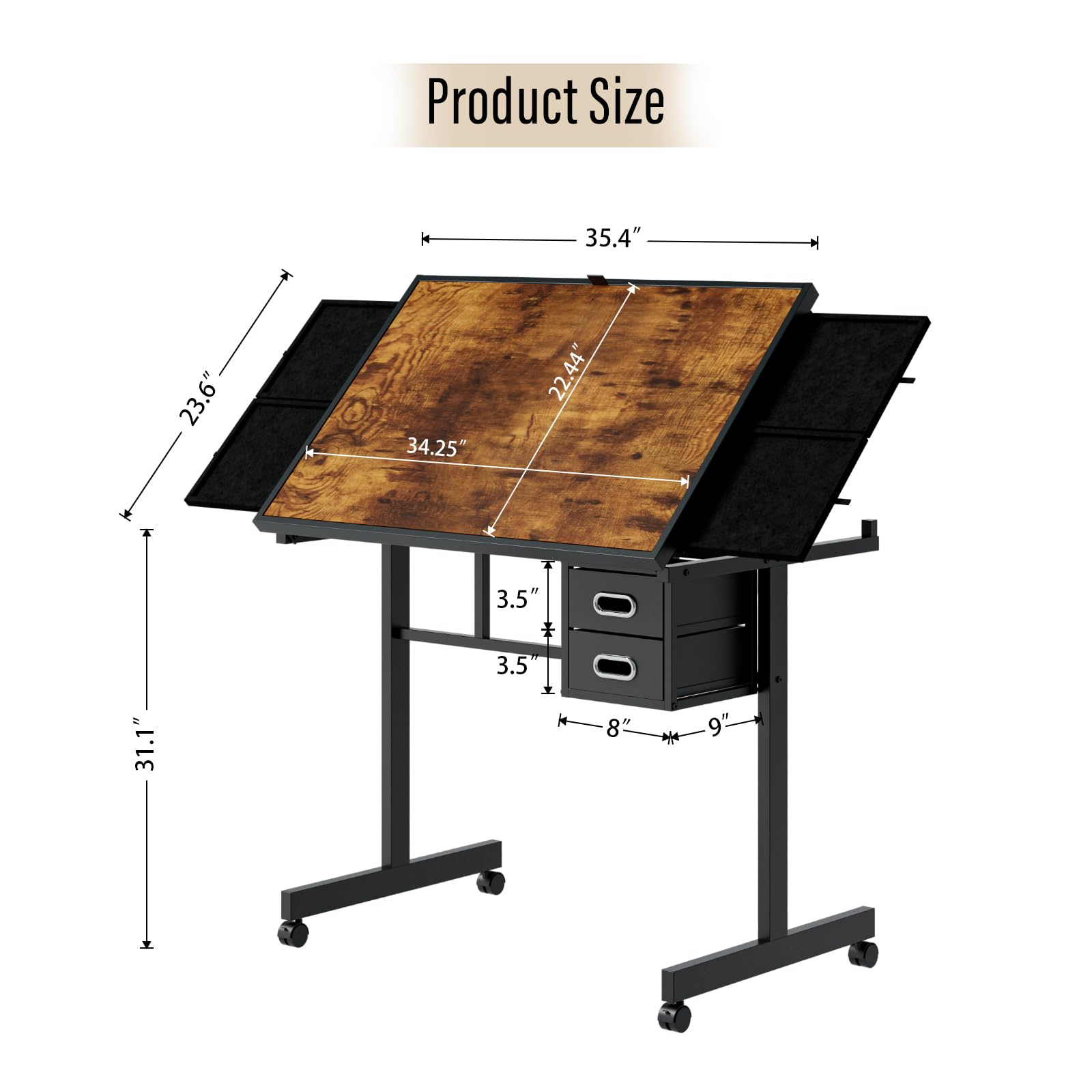 Product Size

- 35.4"
- 23.6"
- 34.25"
- 22.44"
- 3.5"
- 3.5"
- 31.1"
- 8"
- 9"
