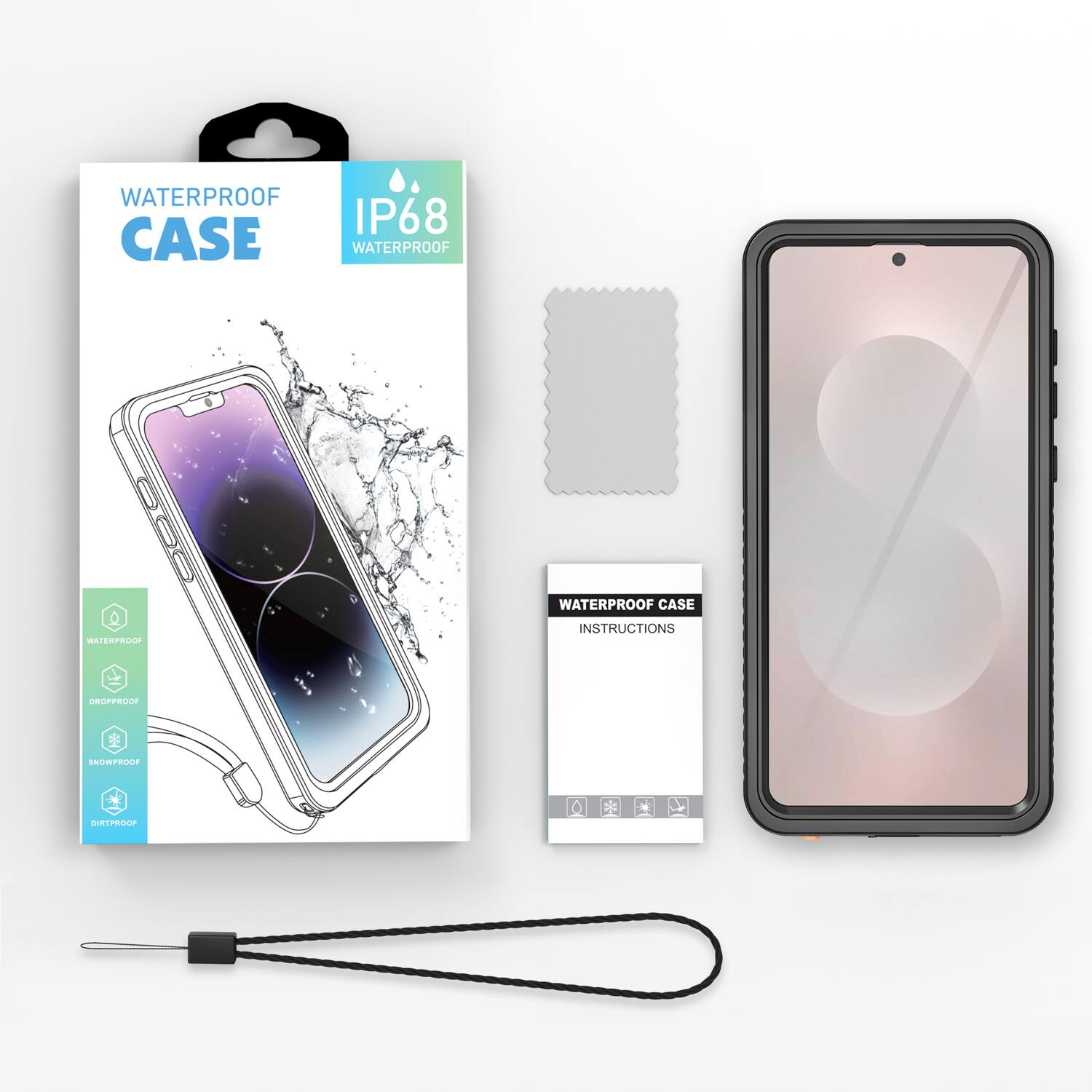 WATERPROOF CASE  
IP68 WATERPROOF  
WATERPROOF  
DROPOFF  
SNOWPROOF  
DIRT PROOF  

WATERPROOF CASE  
INSTRUCTIONS