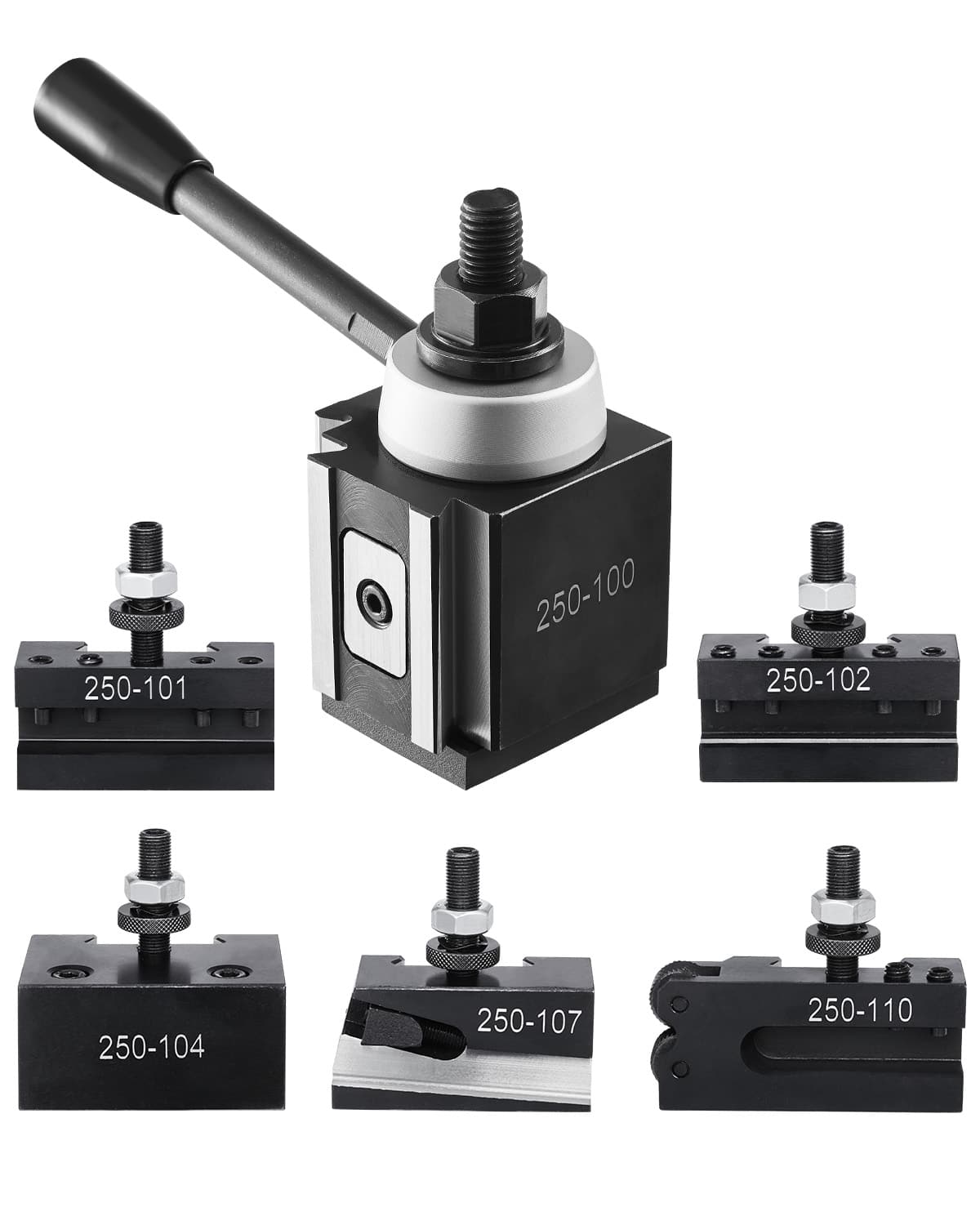 VEVOR - Quick Change Tool Post Set, 6 Pcs,Includes Lathe Tool Holders,Piston Type Tool Post with Turning Tool Holder Accessories - Black