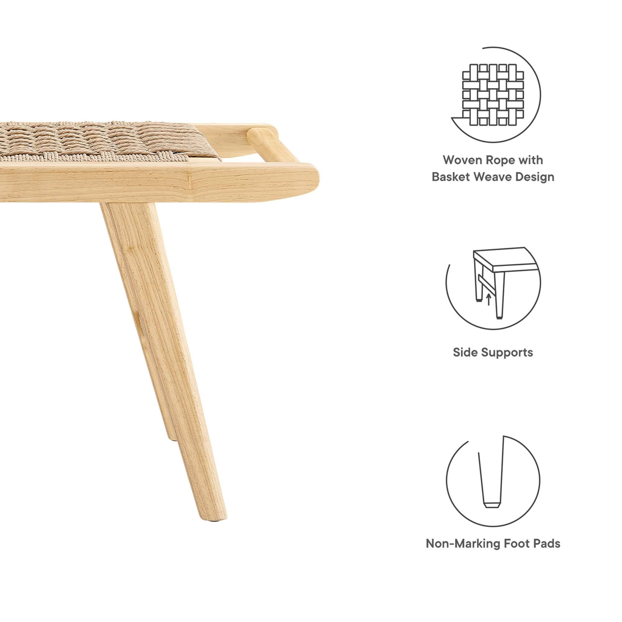 - Woven Rope with Basket Weave Design
- Side Supports
- Non-Marking Foot Pads