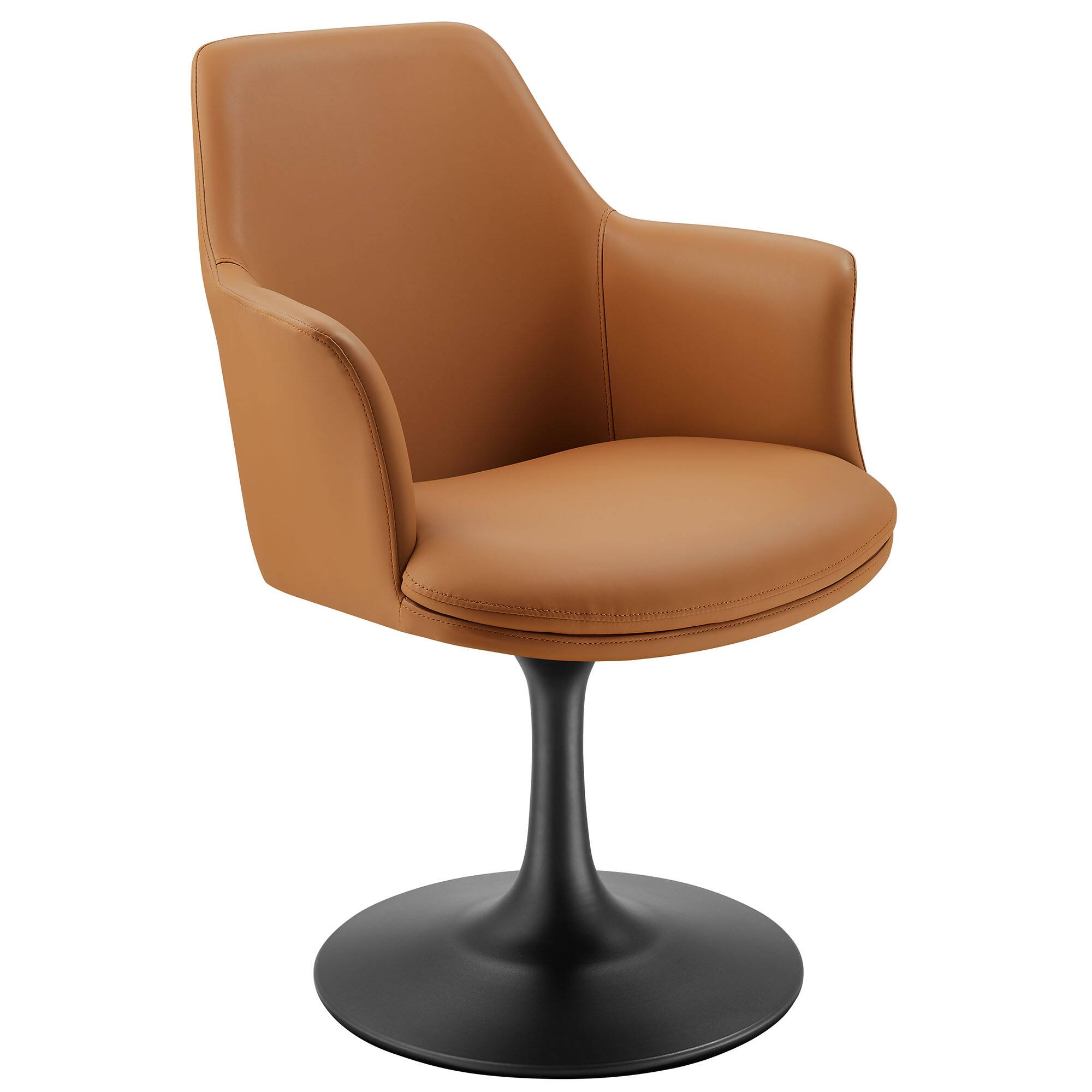 Angle. Modway - Lippa Swivel Dining Armchair - Black Tan.