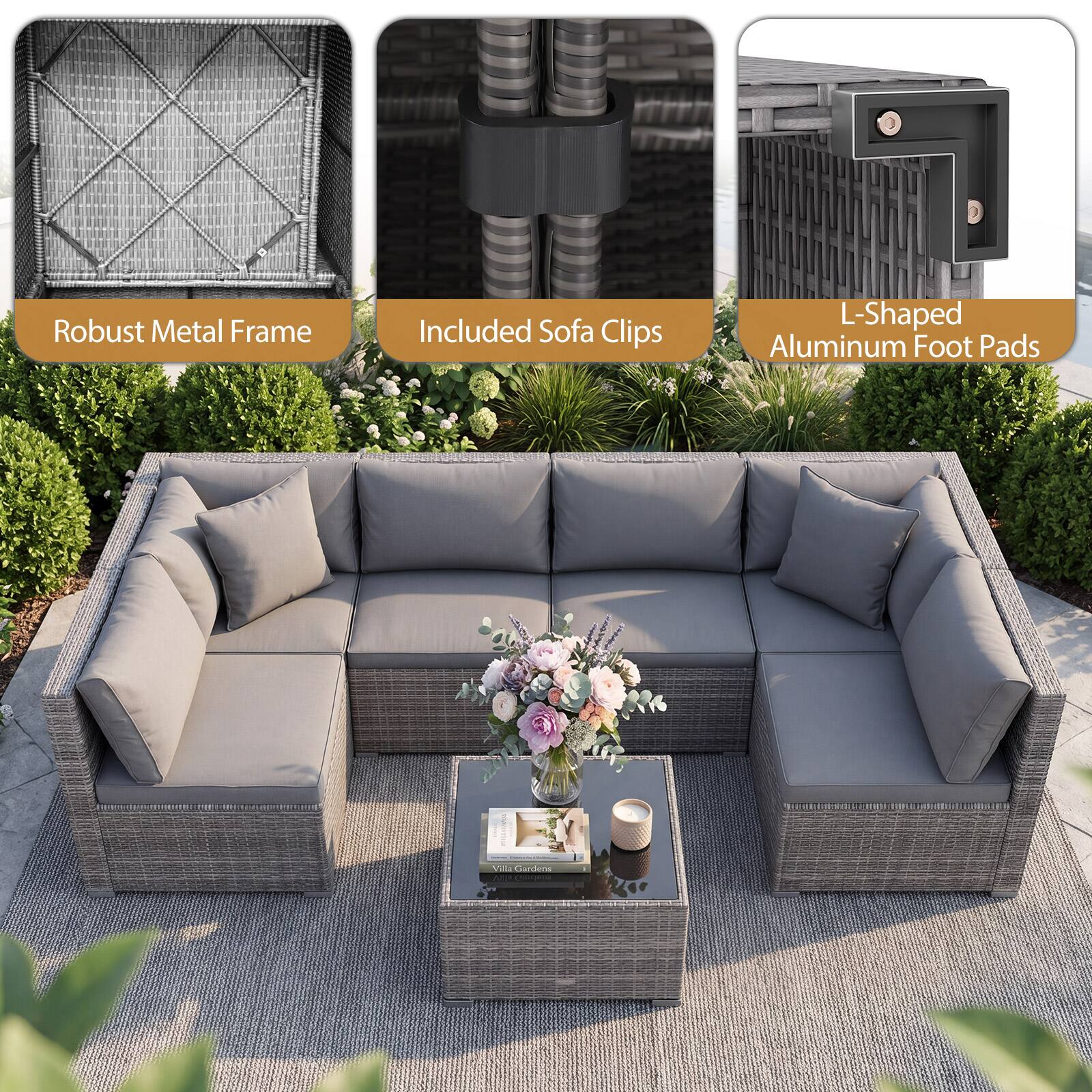 3 Robust Metal Frame Included Sofa Clips L-Shaped Aluminum Foot Pads