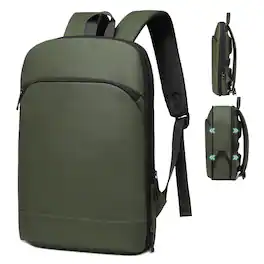Unique Bargains - Slim Expandable Business Backpack for Men, 16" Laptop Compartment, TSA 15L-25L, Lightweight Work Office - Dark Green