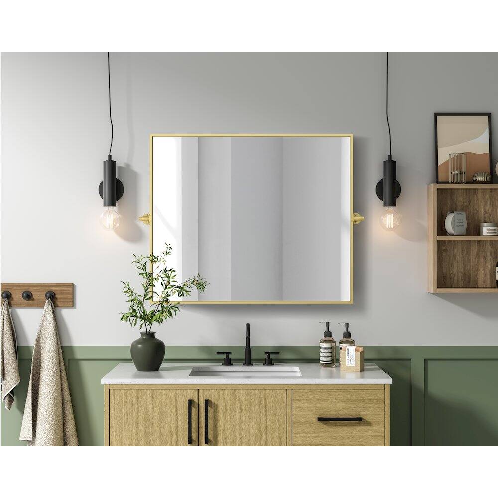 Alt View 10. Elegant Kitchen and Bath - Amoura 30X36 Pivot Mirror In Brass - Brass.