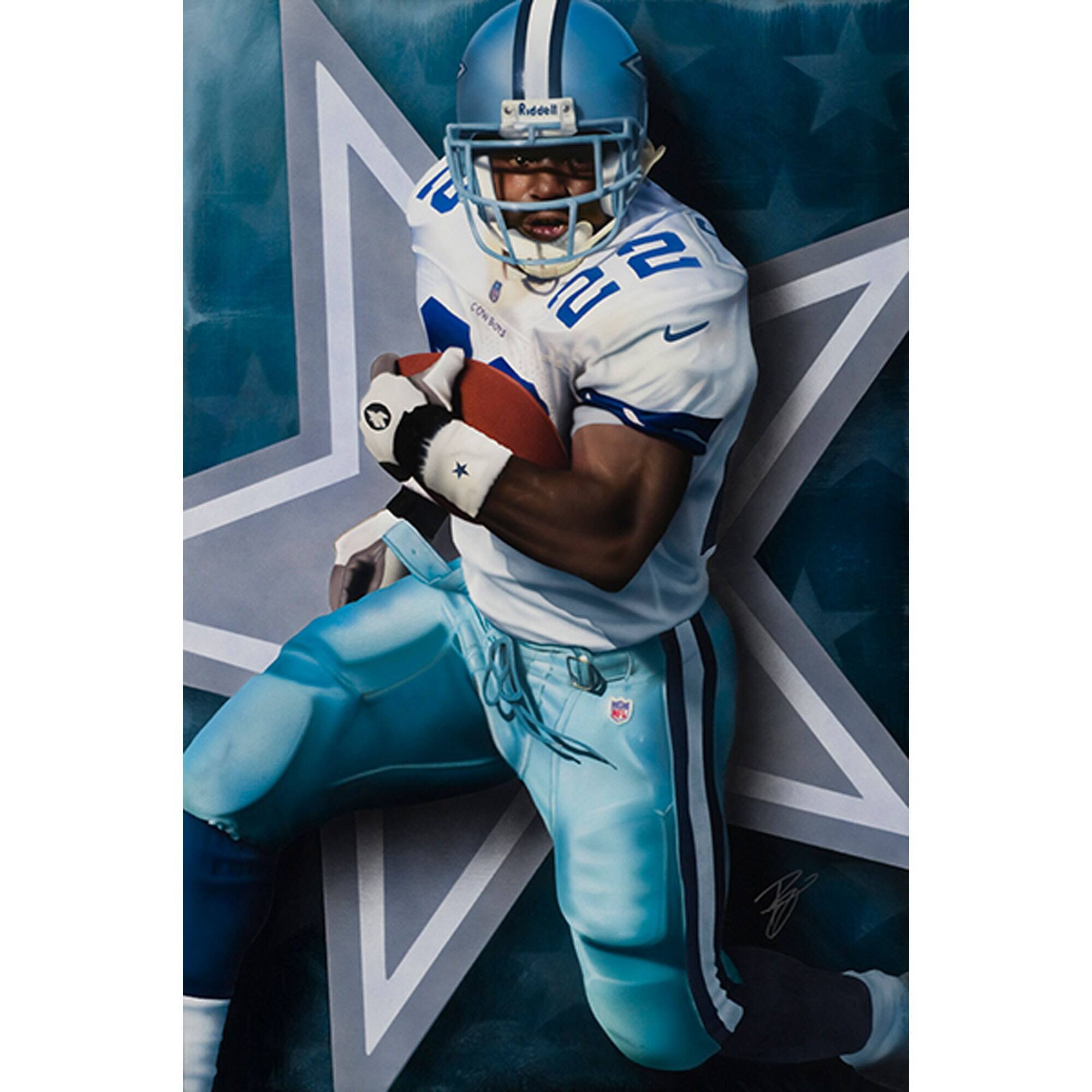 Emmitt Smith Dallas Cowboys 24" x 36" Limited Edition #122 Fine Art Collectible Canvas Print by Artist Rob Jackson