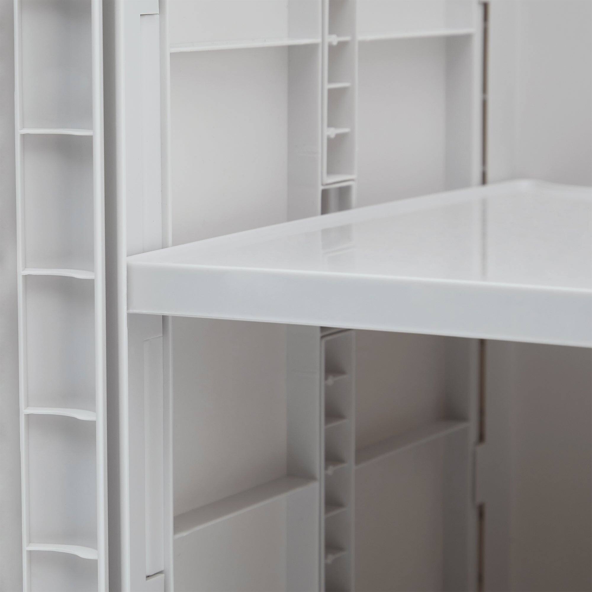 Alt View 5. Vecelo - Tall Narrow Plastic Storage Cabinet with Adjustable Shelves, Doors & Wheels, Waterproof & Dustproof Design - Slim White.