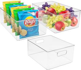 Sorbus - Square Fridge Bins- Thick Plastic Refrigerator Pantry Organizer- Versatile Non-Slip Stackable - Clear