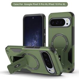 Dteck - Magnetic Rugged Case for Google Pixel 10 Pro XL with Built-in Kickstand, Shockproof Hybrid Protective Cover - Armygreen