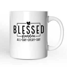 OrnamentallyYou - Blessed Grandma Mug, All Day Every Day Grandma Gift - White