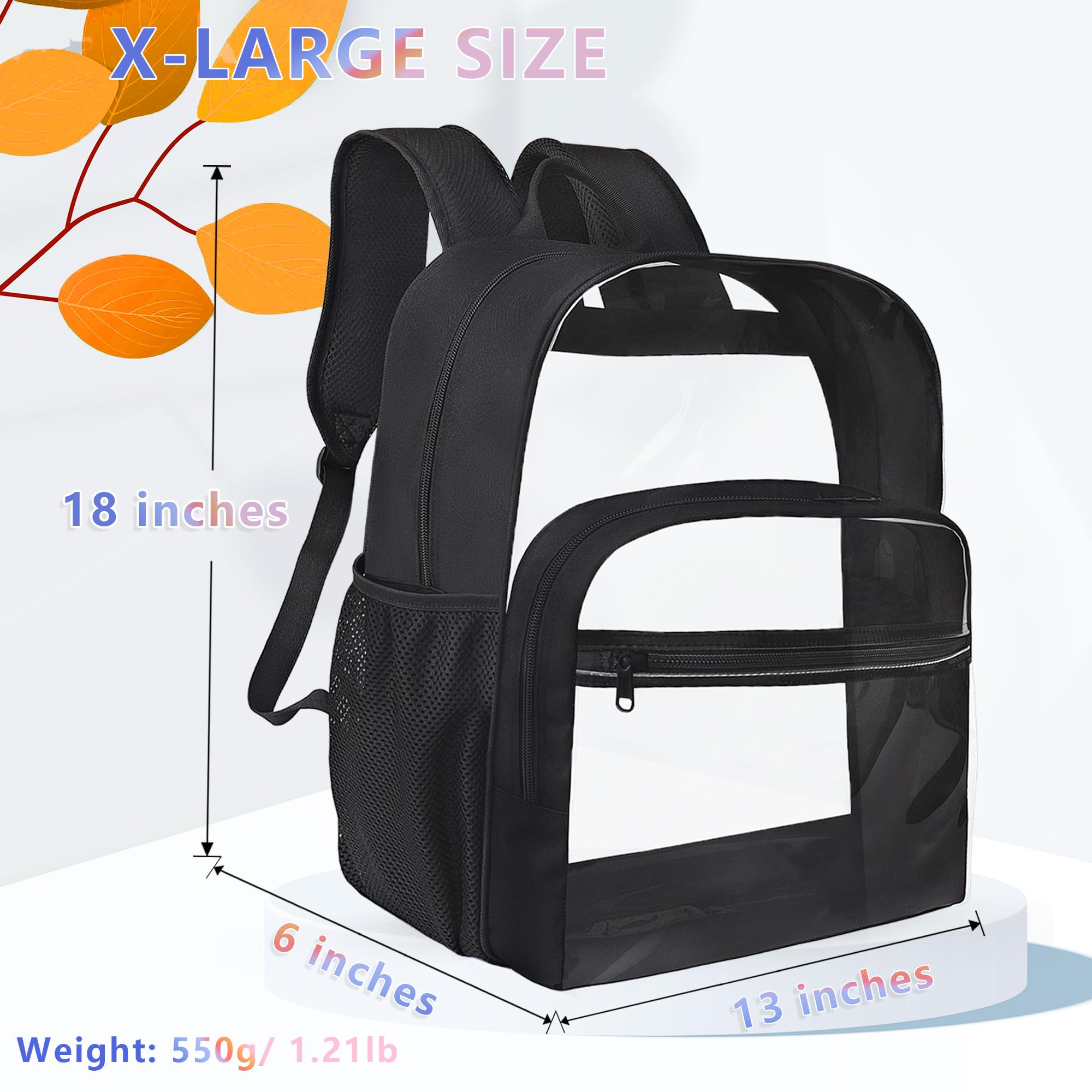 Alt View 2. Pacoar Cade - Clear Backpack For School  Heavy Duty Transparent With 0.6 Mm Pvc Bookbag 18 Inch Bags Pink - Light Purple.