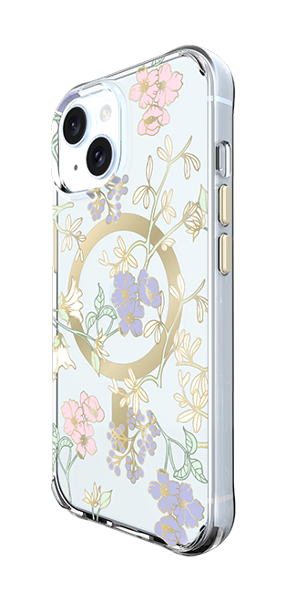 Left. Body Glove - Karma by Body Glove Pastel Floral with MagSafe Case - iPhone 15/14/13 - Pastel Floral.