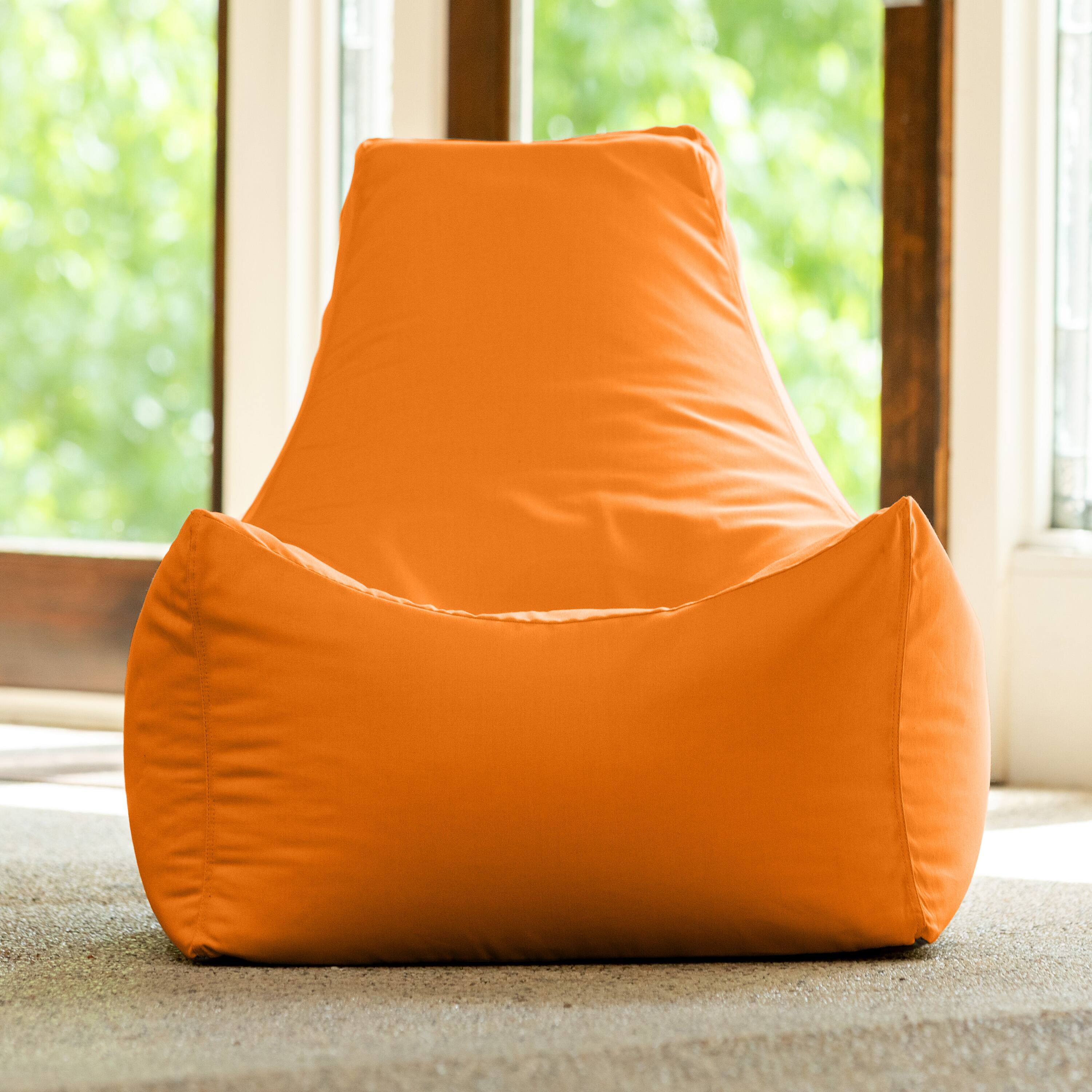 Back. Jaxx - Jaxx Juniper Outdoor Bean Bag Patio Chair & Poolside Lounge, Tangerine - Sunbrella Tangerine.