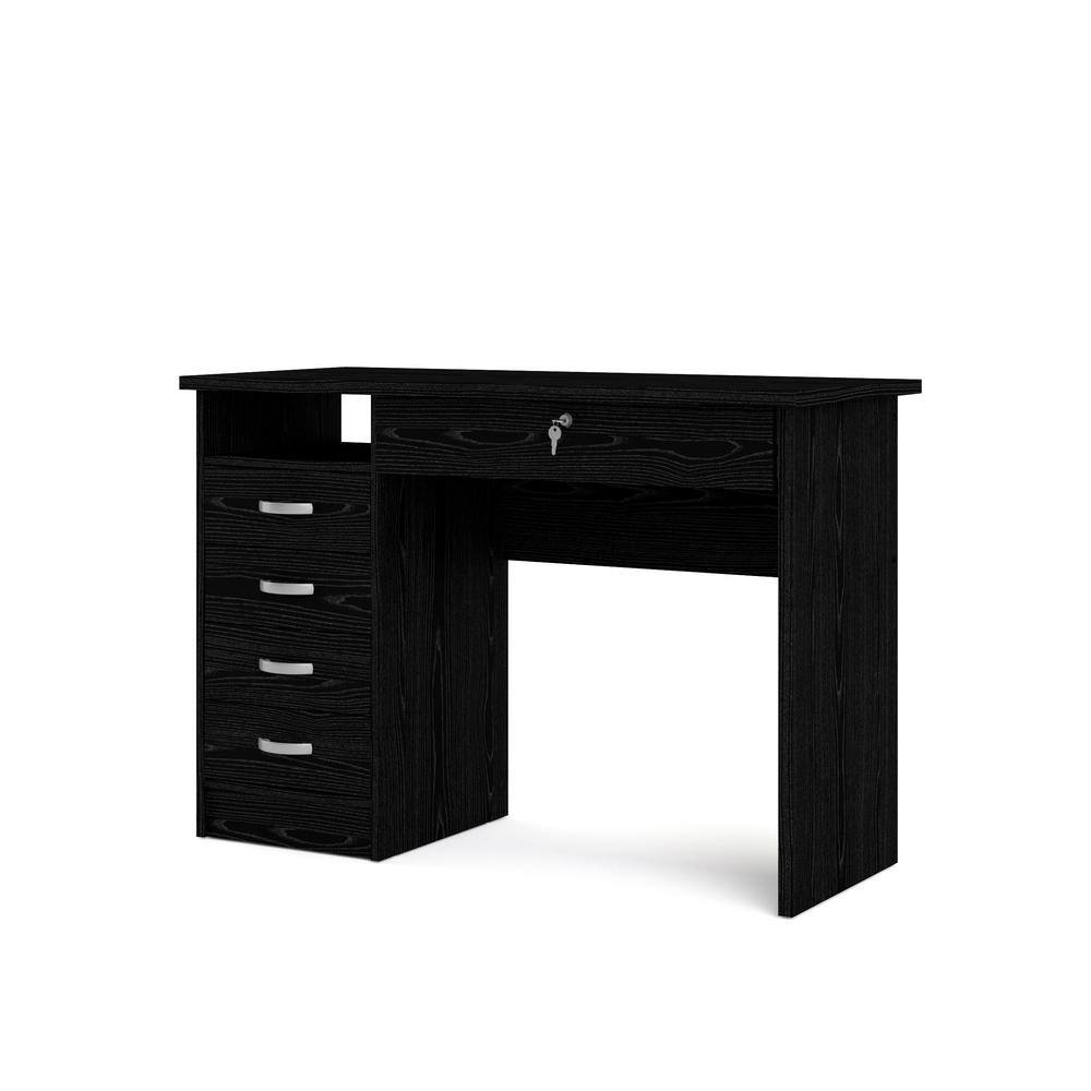 Left. Tvilum - Desk with 5 Drawers Woodgrain - Black.