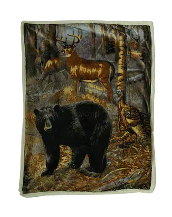 Front. Zeckos - Sherpa Hunter Trophies Silk Touch Throw Blanket 60 Inches By 50 Inches - Multicolored.
