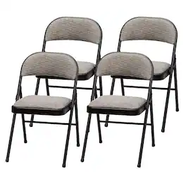 MECO - Sudden Comfort Deluxe Metal Fabric Padded Folding Chair Set, (4 Pack) - Black