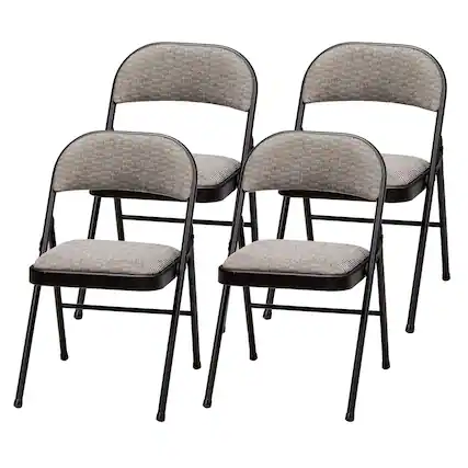Front. MECO - MECO Sudden Comfort Deluxe Metal Fabric Padded Folding Chair Set, Black (4 Pack) - Black.