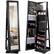 Front. Costway - 360° Rotatable Jewelry Cabinet Armoire 2-in-1 Lockable Mirrored Black - Black.