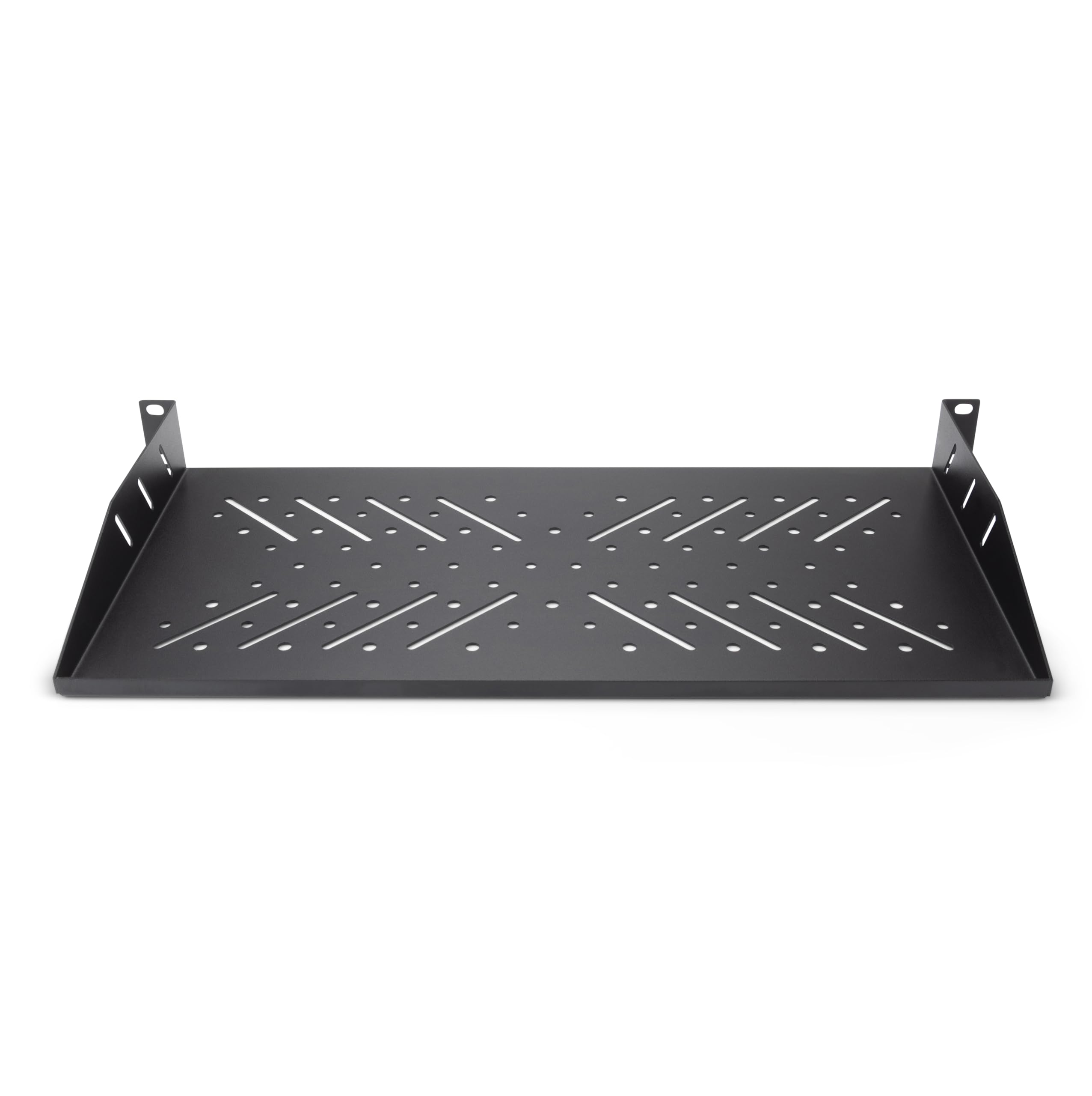 Left. On Stage Stands - On-Stage 1U Vented Rack Shelf 19x9″ for Audio Rack Systems & Server Cabinets, Heavy-Duty Steel Platform, Integrates - Black.