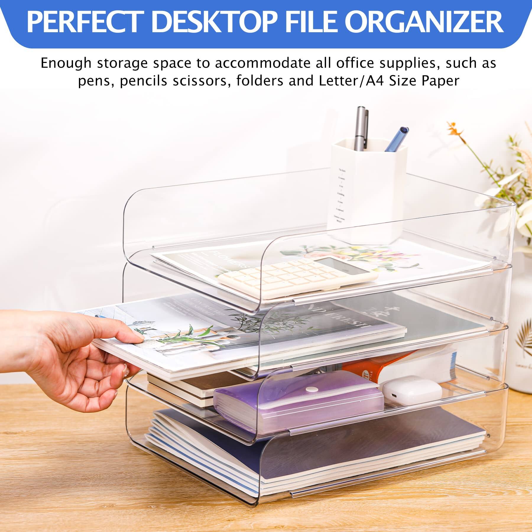 PERFECT DESKTOP FILE ORGANIZER

Enough storage space to accommodate all office supplies, such as pens, pencils, scissors, folders, and Letter/A4 Size Paper