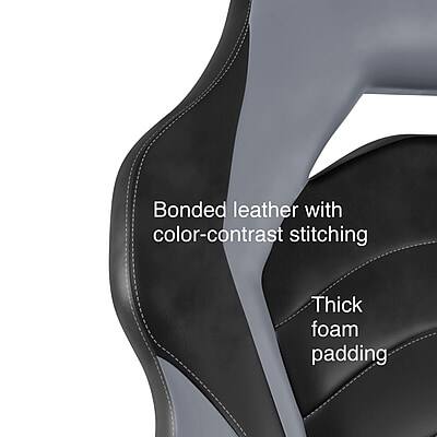 Bonded leather with color-contrast stitching  
Thick foam padding