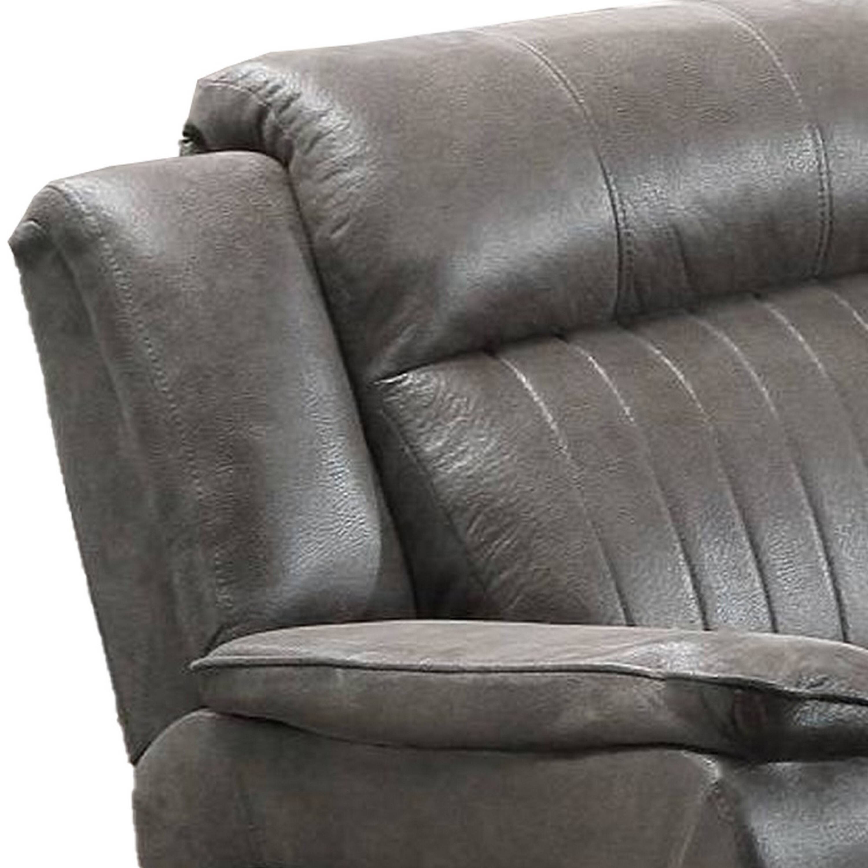 Back. Manhattan Lane - Fabric Manual Recliner Chair with Pillow Top Arms - Gray.