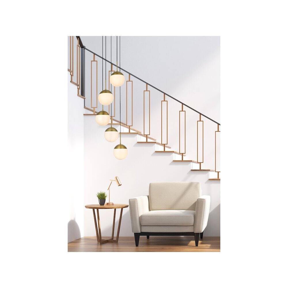 Alt View 2. Living District - Eclipse 18 Inch Pendant Frosted White Shade in Satin Gold - Satin Gold And Frosted White.
