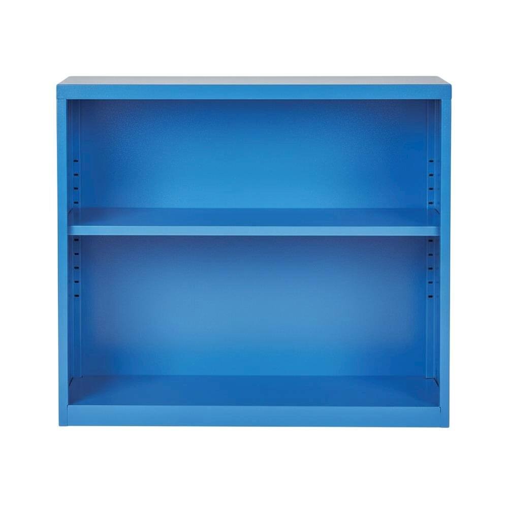 Angle. FurniFact - Blue Metal Bookcase with Steel Frame for Residential Use - Blue.